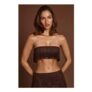 Bruma Fringed Bandeau Lace-up Crop Top in Chocolate Brown