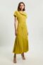 Brush Stroke Print Twill Angel Sleeve Woven Maxi Dress w/code