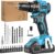 Brushless Cordless Drill Set, LEEIKOO Power Drill 21V with 2.0Ah Battery, Electric Drill 45N.m Max, 201 Torque, 2 Speed, LED Light, 21pcs Drills Set for Home, Garden DIY, Blue