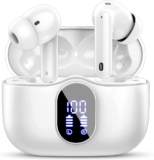 Btootos Wireless Earbuds, Bluetooth 5.4 Headphones In Ear with 4 ENC Noise Cancelling Mic, 2026 New Bluetooth Earphones Mini Deep Bass Stereo Sound, 36H Playtime LED Display IP7 Waterproof White