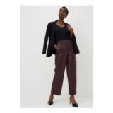 Burgundy Faux Leather Straight Leg Trousers – Size 28