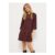 Burgundy Floral Tie Neck Balloon Sleeve Mini Dress