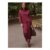 Burgundy Red 2-in-1 Sweatshirt with Satin Midi Skirt