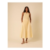 Butter Yellow Shirred Halterneck Tizzy Midi Dress ( 15% off with Code )