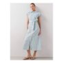 Button through Belted Shirt Midi Dress – Blue