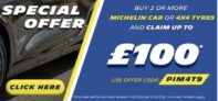 Buy 2 or more Michelin car or 4×4 tyres in July and claim up to £100 back