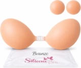 Bvanzo Stick On Bra for Women, Invisible Sticky Backless Strapless Push Up Bra with Sticky Bra Push Up, Skin Friendly and Breathable, Reusable Silicone Adhesive Bra