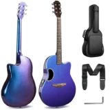 CAHAYA Carbon Fiber Electro-Acoustic Guitar Kit with Bag and Strap – Pearlescent Blue/Purple – using voucher – Sold by Cahaya Direct FBA