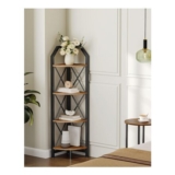 CHOEZON 120cm Corner Shelf, 4-Tier Industrial Bookcase, Rustic Brown/Black