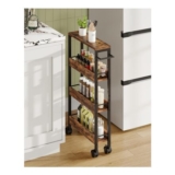 CHOEZON 4-Tier Narrow Rolling Cart with Handle, Rustic Brown