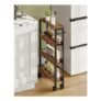 CHOEZON 4-Tier Narrow Rolling Cart with Handle, Rustic Brown