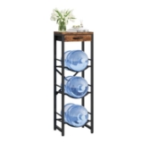 CHOEZON 5-Gallon Water Jug Holder, 3-Tier Shelf with Drawer, Black/Brown