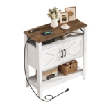 CHOEZON Vintage Console Table, 80x35x85 Cm, White & Walnut