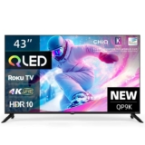 CHiQ U43QP9K 43-inch 4K Smart QLED Roku TV Free Zootude Medium Fixed Mount for 32-55 TVs