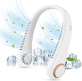 CNMTCCO Portable Neck Fan – Bladeless Free Mini Fan with 360 Airflow, USB Rechargeable Wearable Cooling Fan for Sports, Indoor and Outdoor Use (White)