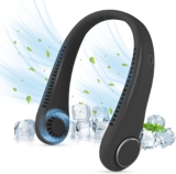 CNMTCCO Portable Neck Fan Rechargeable – Bladeless Wearable Fan with 360 Cooling Airflow, Quiet Personal Neck Air Conditioner for Women and Men, Ideal for Sports, Travel and Holiday Gifts (Black)