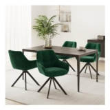 COLAMY 360 Swivel Dining Chairs, 4-Pack, Velvet, Green