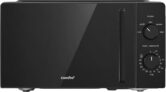 COMFEE 20L Compact Microwave, 700W Black Solo Manual Microwave with Inverter,5 Power Levels,Quick Defrost,Easy Clean,Dial Timer,Small for Kitchen- CMO-MM202NF(BK)