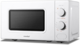 COMFEE 700W 20L White Microwave Oven With 5 Cooking Power Levels, Quick Defrost Function, And Kitchen Manual Timer – Compact Design CM-M202CC(WH)