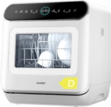COMFEE Table Top Dishwasher 73 Programs Mini Tabletop Dishwasher No Plumbing, 6L Built-in Water Tank, Hygiene Wash, Auto Door Open Drying, Baby Care, Energy Class D- White