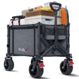 COMLAX FIELD Festival Trolley on Wheels, 120L 100KG Camping Trolley, Grey Adjustable Folding Beach Cart, Foldable Collapsible Wagon