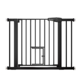 COMOMY 75-103cm Dog Gate with Cat Flap Pressure Fit Black