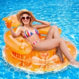 COOLJOYA Inflatable Pool Lounger Float Portable Hammock Inflatable Rafts Air Sofa Floating Chair Bed Pool Beach Float for Kids Adult with Cup Holder