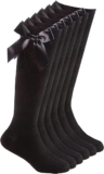 COSHAL Girls Knee High School Socks Ribbons Bow Back to School Socks Uniform Party Wear Comfort Fit Girls Knee High MultiPack School Socks