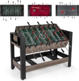 COSTWAY 3-in-1 Multi Game Table, 124CM Reversible Combo Game Table with Foosball, Pool Billiards & Ping Pong Top, Indoor Arcade Game Tables for Home, Party, Gathering