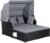 COSTWAY Garden Rattan Daybed, Patio 2 Seater Wicker Sun Bed Lounger with Retractable Canopy, Folding Side Tables and Cushions, Outdoor Double Conversation Furniture for Yard Lawn Poolside (Grey)