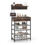 COSTWAY Industrial Entryway Coat and Shoe Rack with Console Table
