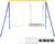 COSTWAY Metal Swing Stand for 2 Swings, A-Frame with Ground Stakes, Carabiners & Foot Caps (YellowNavy)