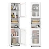 COSTWAY Tall Bathroom Cabinet, Freestanding Storage Cupboard (White)