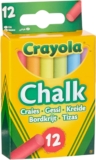 CRAYOLA Anti-Dust Coloured Chalk – Assorted Colours (Pack of 12) Smooth Texture Makes Writing & Drawing on Blackboards Easy