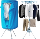 CROWNSHOP 1000W Electric Heated Clothes Airer, 2-Tier Foldable Stainless Steel Indoor Clothes Dryer, Energy-Saving Drying Rack for Laundry, 10kg Load, Timer 180 Minutes, Auto Shut-Off (Blue 1500W)