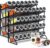 CROWNSHOP 2PC 4-Tier Spice Rack Free Standing Counter Spice Organiser Metal Seasoning Bottle Organizer for Kitchen Countertop Cupboard (Black)