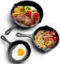 CROWNSHOP 3 Pcs Cast Iron Pan Pre-Seasoned Iron Skillet Set Heavy Duty Skillet Set with Pouring Lip for Grilling Searing Frying Baking Black (15cm 6-Inch 20cm 8-Inch 25cm 10-Inch)