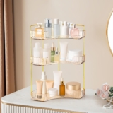 CROWNSHOP 3-Tier Corner makeup Storage makeup Organiser Acrylic Shelf for Makeup Skincare Toiletries Perfumes Counter & Vanity Tray Shower Cosmetic Organizer