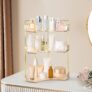 CROWNSHOP 3-Tier Corner makeup Storage makeup Organiser Acrylic Shelf for Makeup Skincare Toiletries Perfumes Counter & Vanity Tray Shower Cosmetic Organizer