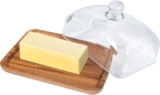 CROWNSHOP Butter Dish 8X12X10cm Butter Dish with Lid Glass Kitchen Storage Butter Cheese Keeper Holder Container for Butter Block of Cream Cheese& Serving Dish