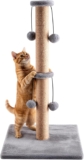 CROWNSHOP Cat Scratching Post 74cm 29 Cats Climbing Frame Foldable Bottom Tall Cats Claw Scratcher with 4 Toy Ball Natural Sisal Scratch Pole and Soft Carpet Covered (74cm 4 balls grey)