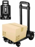 CROWNSHOP Folding Hand Truck 75kg Sack Barrows 4 Wheels Lightweight Luggage Trolley Alloy Heavy Duty Sack Truck with 2 Elastic Ropes for Travel Moving Office Shopping Industrial Warehouse