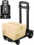 CROWNSHOP Folding Hand Truck 75kg Sack Barrows 4 Wheels Lightweight Luggage Trolley Alloy Heavy Duty Sack Truck with 2 Elastic Ropes for Travel Moving Office Shopping Industrial Warehouse