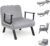 CROWNSHOP Folding Sofa Bed 4-in-1 Convertible Single Chair Bed with 6-Position Backrest and Pillow, Folding Sleeper Couch with Back Upholstered Seat Single Flip Chair for Living Room (Gray)