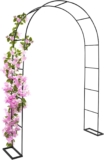 CROWNSHOP Garden Arch Metal Frame, 3.28M Weather-Resistant Steel Arbour, Climbing Plant Support, Outdoor Rose Archway
