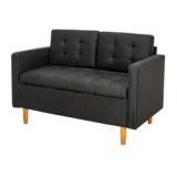 CROWNSHOP Modern 2-Seater Sofa with Hidden Storage, Dark Gray