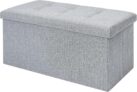 CROWNSHOP Ottoman Storage Bench Footrest Stool Seat Toy Chest Storage Box Folding with Lid Long Shoes Bench Footstool Suitable for Living Room Grey 76 38 38 CM