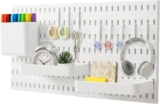 CROWNSHOP Pegboard Combination Kit 11 x 11 Plastic Pegboard 2 Panels Peg Board Wall Organizer Kit with Accessories for Garage Workshop Craft Room Nursery Storage Kitchen Tool Organization White