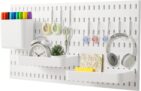CROWNSHOP Pegboard Combination Kit 11 x 11 Plastic Pegboard 2 Panels Peg Board Wall Organizer Kit with Accessories for Garage Workshop Craft Room Nursery Storage Kitchen Tool Organization White
