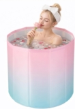CROWNSHOP Portable Foldable bathtubs for Adults Freestanding Soaking Installation-Free Hot Bath Ice Bath Adult SPA for Student Home Camping (Powder Blue)